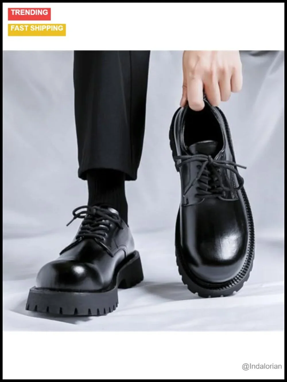 Men's Chunky Oxfords Platform Dress Shoes Upturned-Toe Formal Business Work